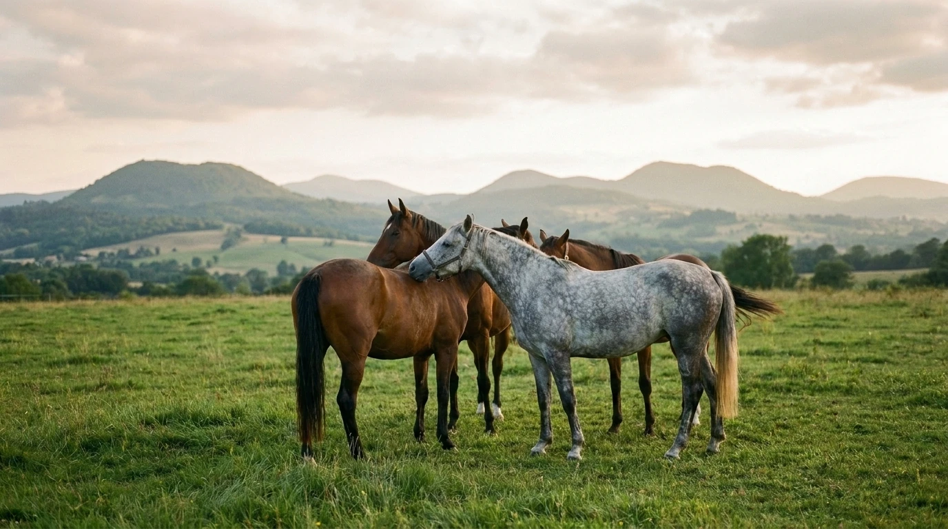 Les chevaux du Ecurie de la Gane en liberté, Puy-de-Dôme